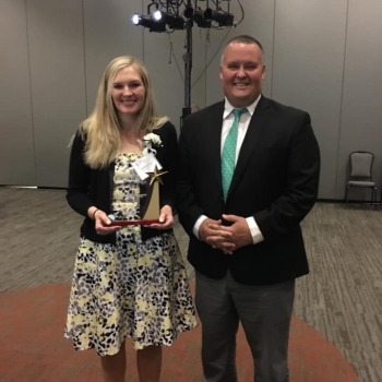 Mrs. Stenger with Superintendent Craig Hockenberry at the annual Celebrate Excellence Breakfast